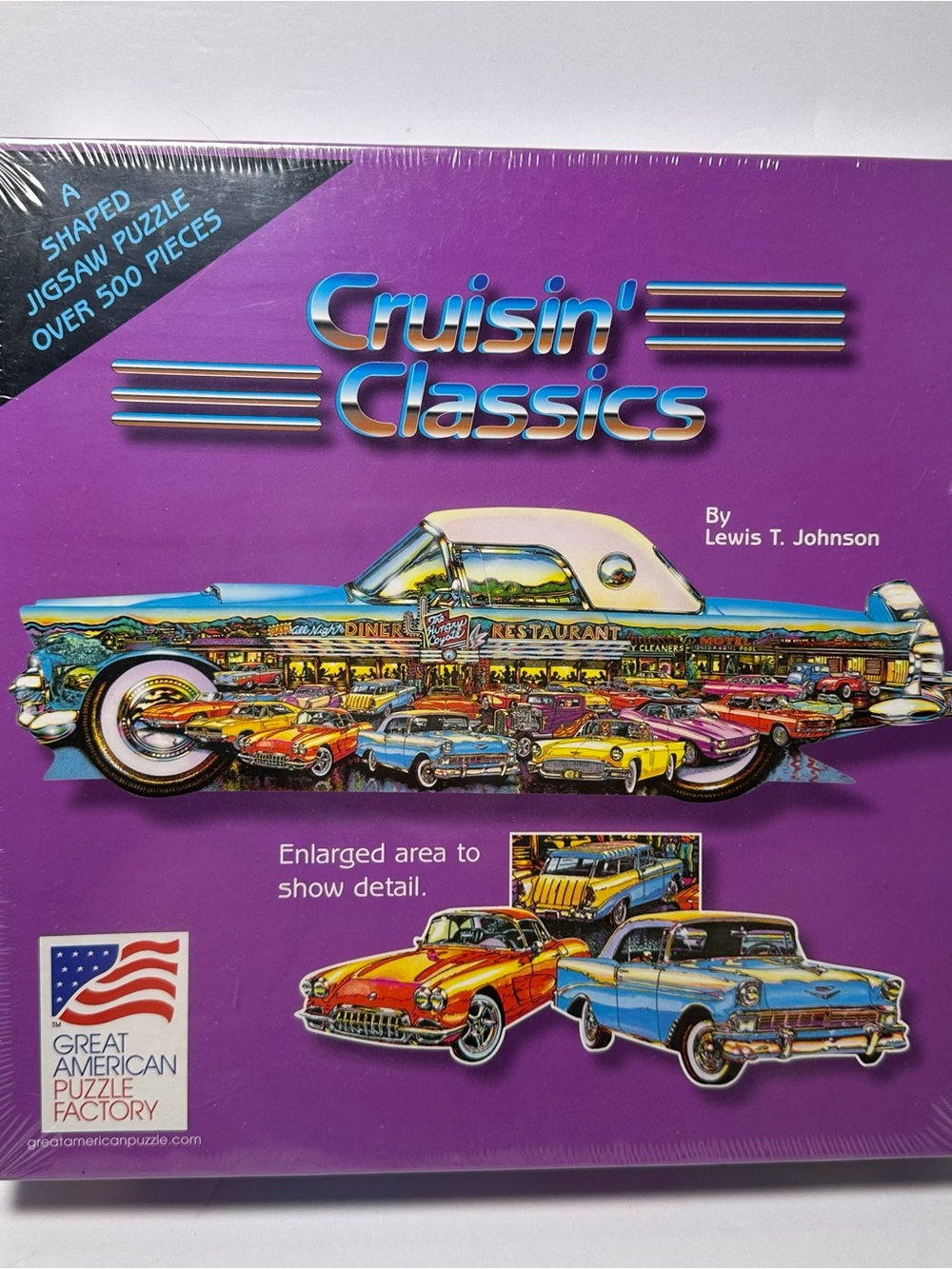 VTG CRUISIN' CLASSICS Car Shaped Jigsaw Puzzle by Lewis Johnson 500 Piece NEW